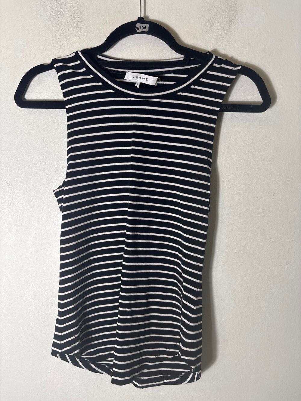 Frame Black And White Stripe Tank Sz M